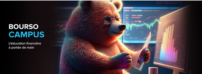 Image d'un ours animé qui consulte des valeurs boursières